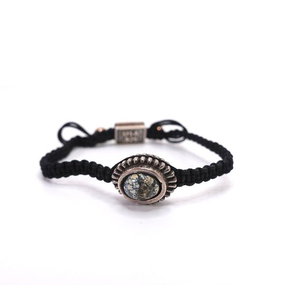 King Baby Studio Macrame Braided Bracelet Turquoise Centerpiece In Silver .925